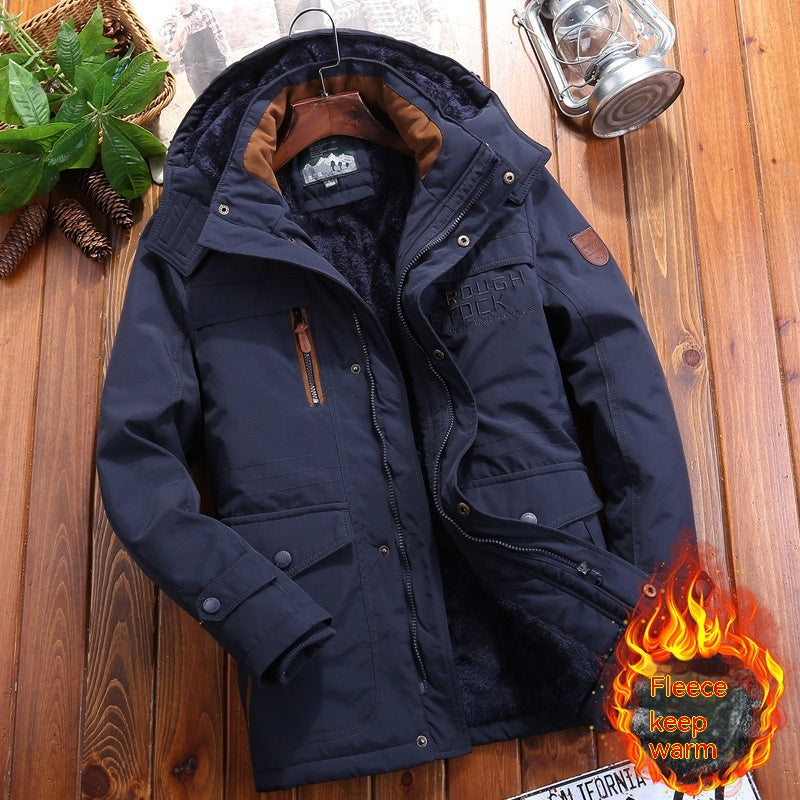 Men's Fleece-lined Thickened Loose-fitting Jacket