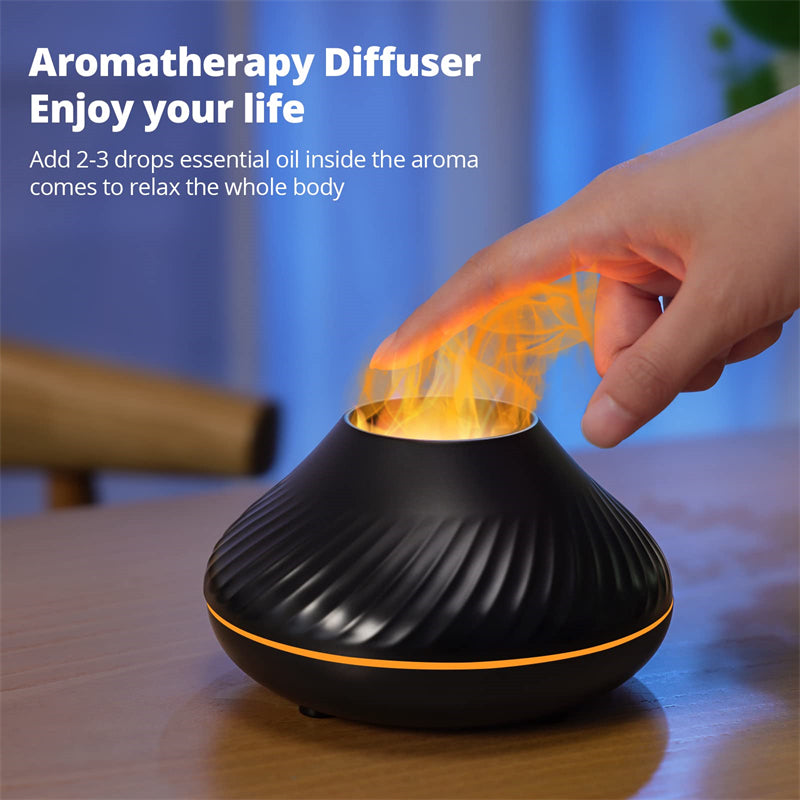 Volcanic Flame Aroma Diffuser Essential Oil Lamp 130ml USB Portable Air Humidifier With Color Night Light Mist Maker Fogger LED Light