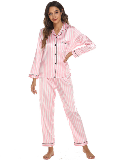 Print Pajama Set Long Sleeve Tops And Pants Loungewear Sleepwear