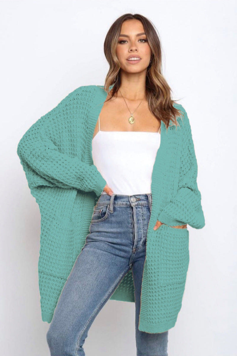 Pastel Tone Long Sleeve Loose Knit Cardigan