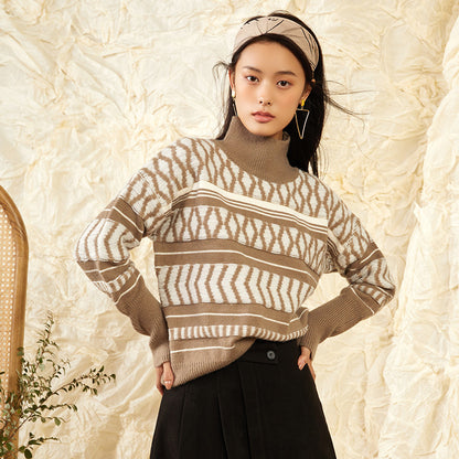 Loose Pullover CrissCross Stitching Detail Sweater Fashion Casual Knitwear