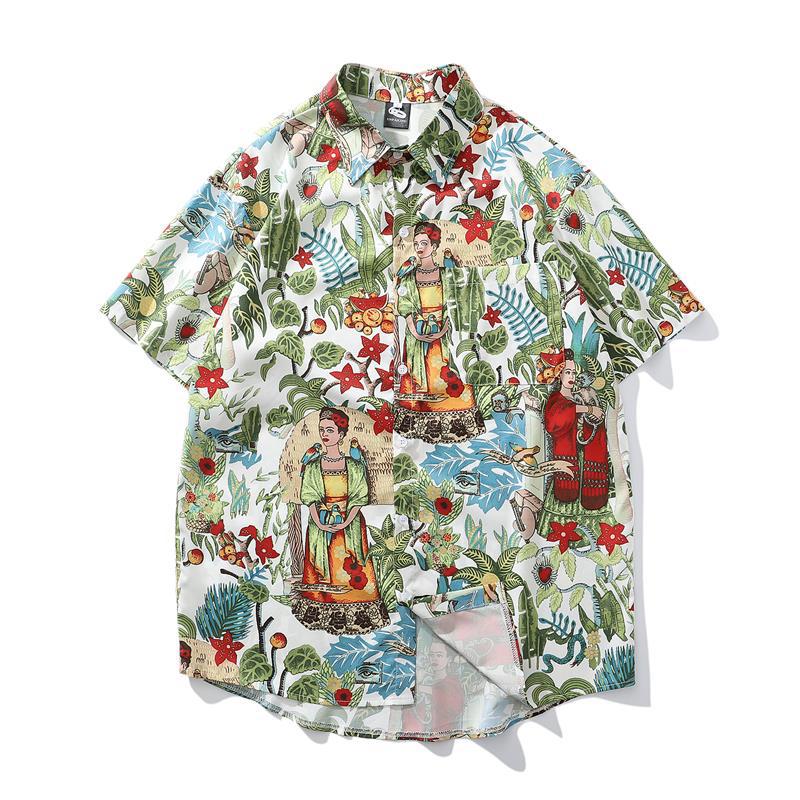 Hawaiian American Floral Shirt Men's Short Sleeve Trend