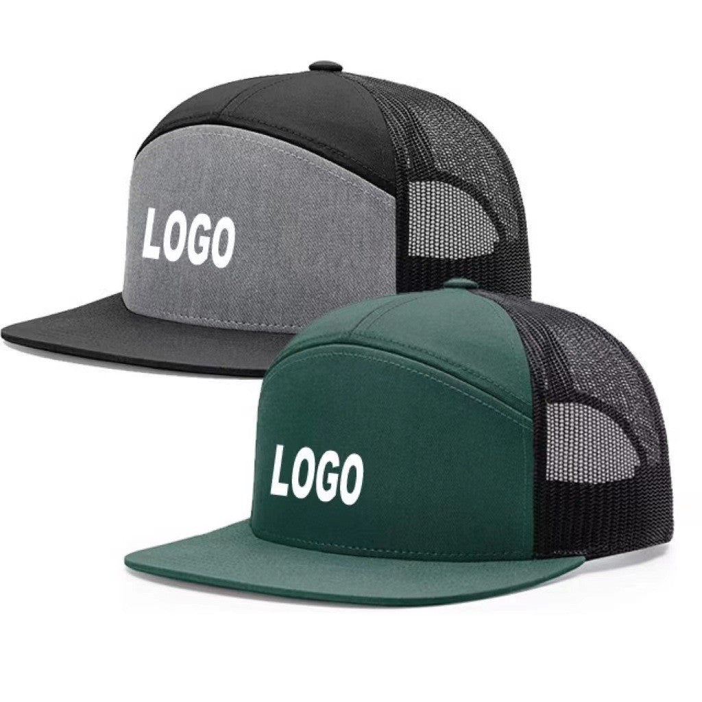 Flat Brim 7 Panel Snap Back Trucker Cap