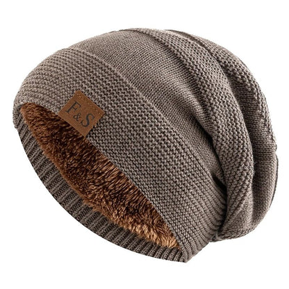 Fleece-lined Pullover Knitted Cloth Label Woolen Beanie