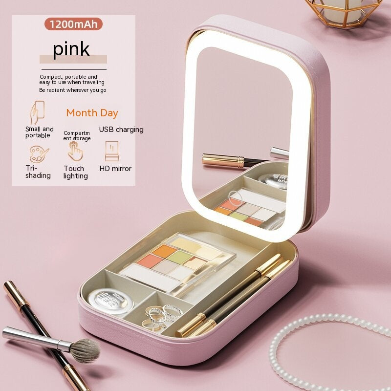 LuxeGlow Makeup Storage Box featuring an Upgraded LED Light Mirror