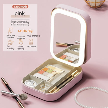 LuxeGlow Makeup Storage Box featuring an Upgraded LED Light Mirror