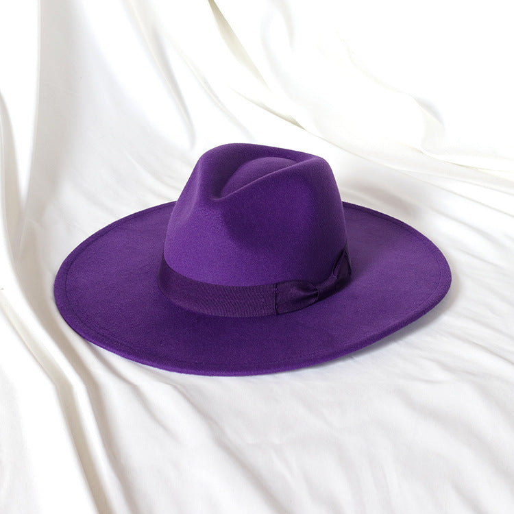 Flat Brim Basic Woolen Fedora