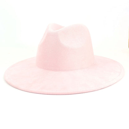 Suede Top Big Brim Flat Edge Hat