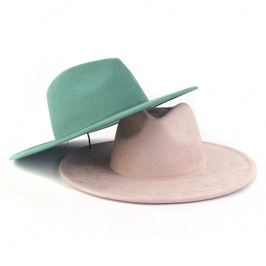 Suede Top Big Brim Flat Edge Hat