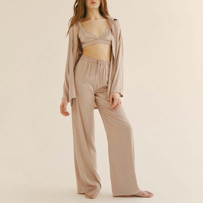 French Fashion Temperament Three-piece Pajamas Silk Jane