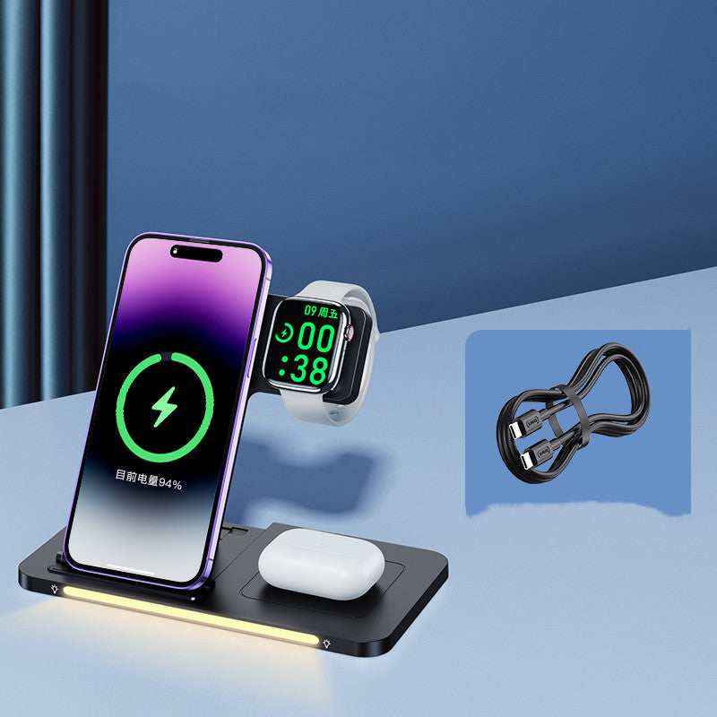 Three In One Wireless Charger Watch Charging Stand Bluetooth Headset