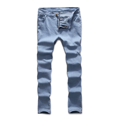 Light Blue Slim Fit Poly Jeans