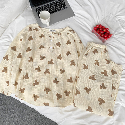 Cartoon Long Sleeve Pants Homewear Pajama Set